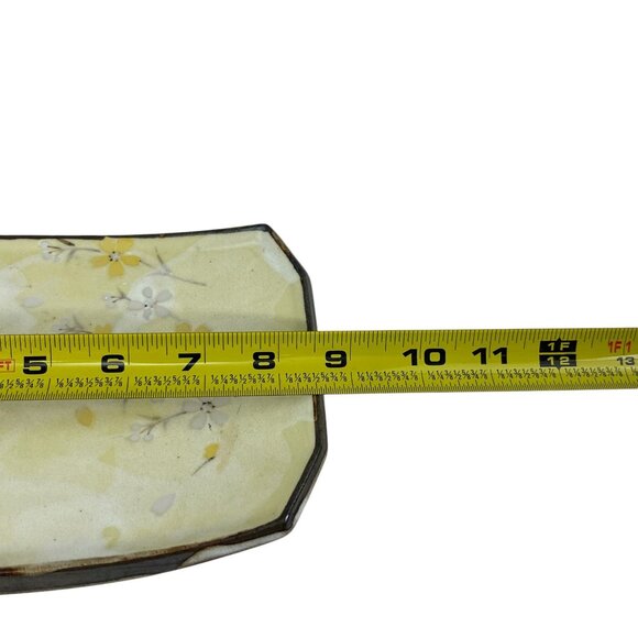 Handcrafted Floral Ceramic Serving Platter Yellow White Daisy Design Home Décor - Picture 3 of 7